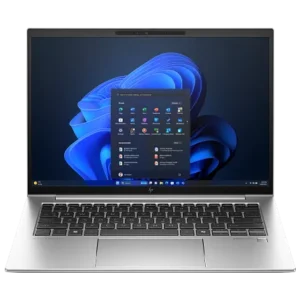 Side view of HP EliteBook 840 G11 highlighting its thin profile, metallic chassis, and multiple I/O ports.